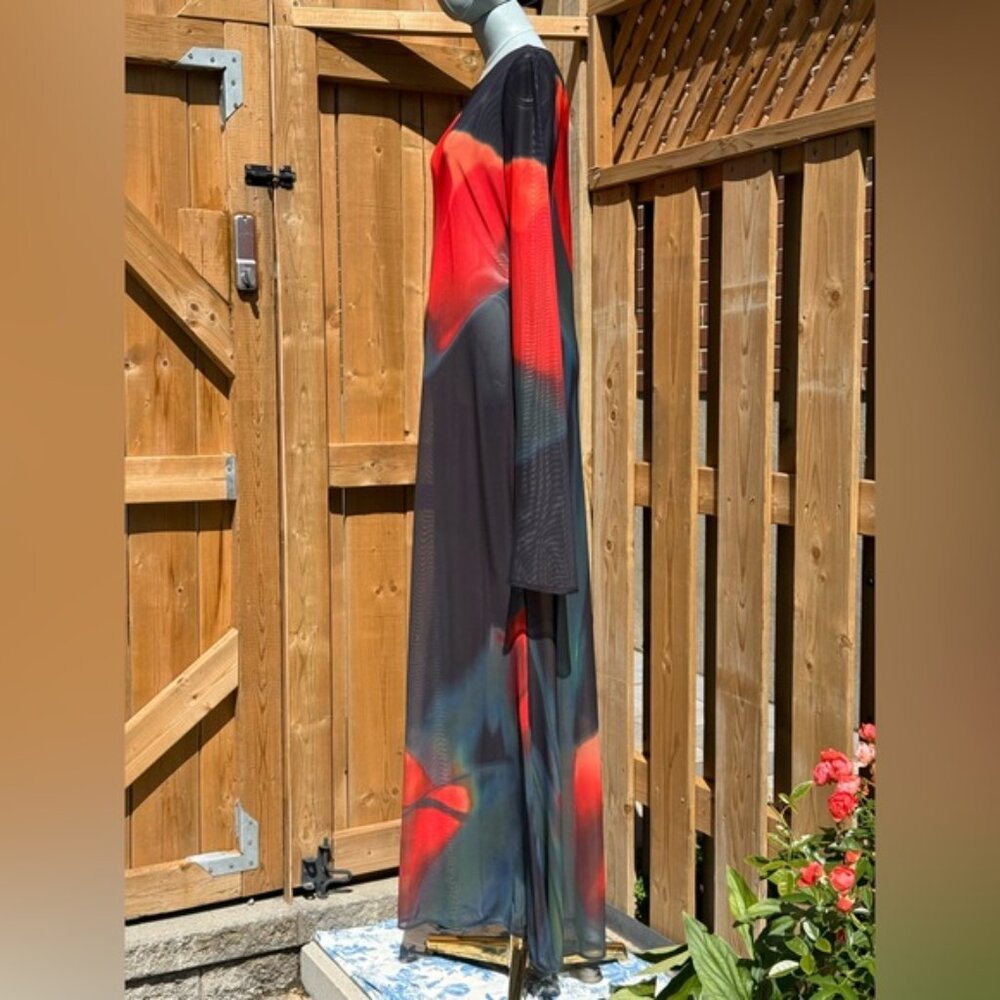 🆕 RAT & BOA 🧿 NWOT Juniper Sheer Long Sleeve Dress, Dark Red Tulip, Sz L - Picture 6 of 15